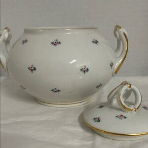 Elegant White Floral Small Soup Tureen with Lid made in France Vintage